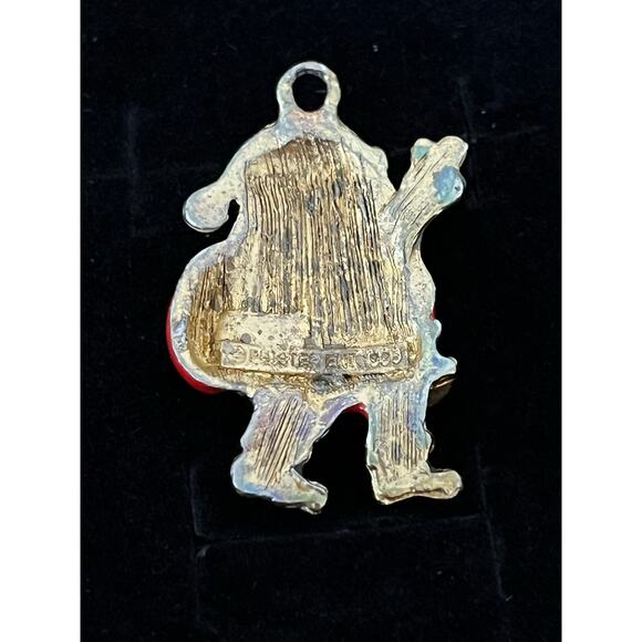 Vintage Phister Enterprises Santa Claus Pendant Enamel Christmas Jewelry Signed - Picture 8 of 10